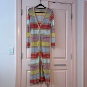 Anthropologie Colorful Striped Long Cardigan